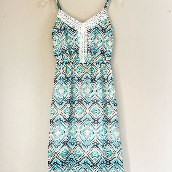 Maurices NEW Boho Spaghetti Strap Sheer Bottom Crocheted Maxi Dress - Picture 3 of 16